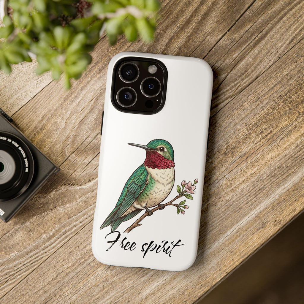 Hummingbird 'Free Spirit' Tough Phone Case — Protective Floral Bird Design