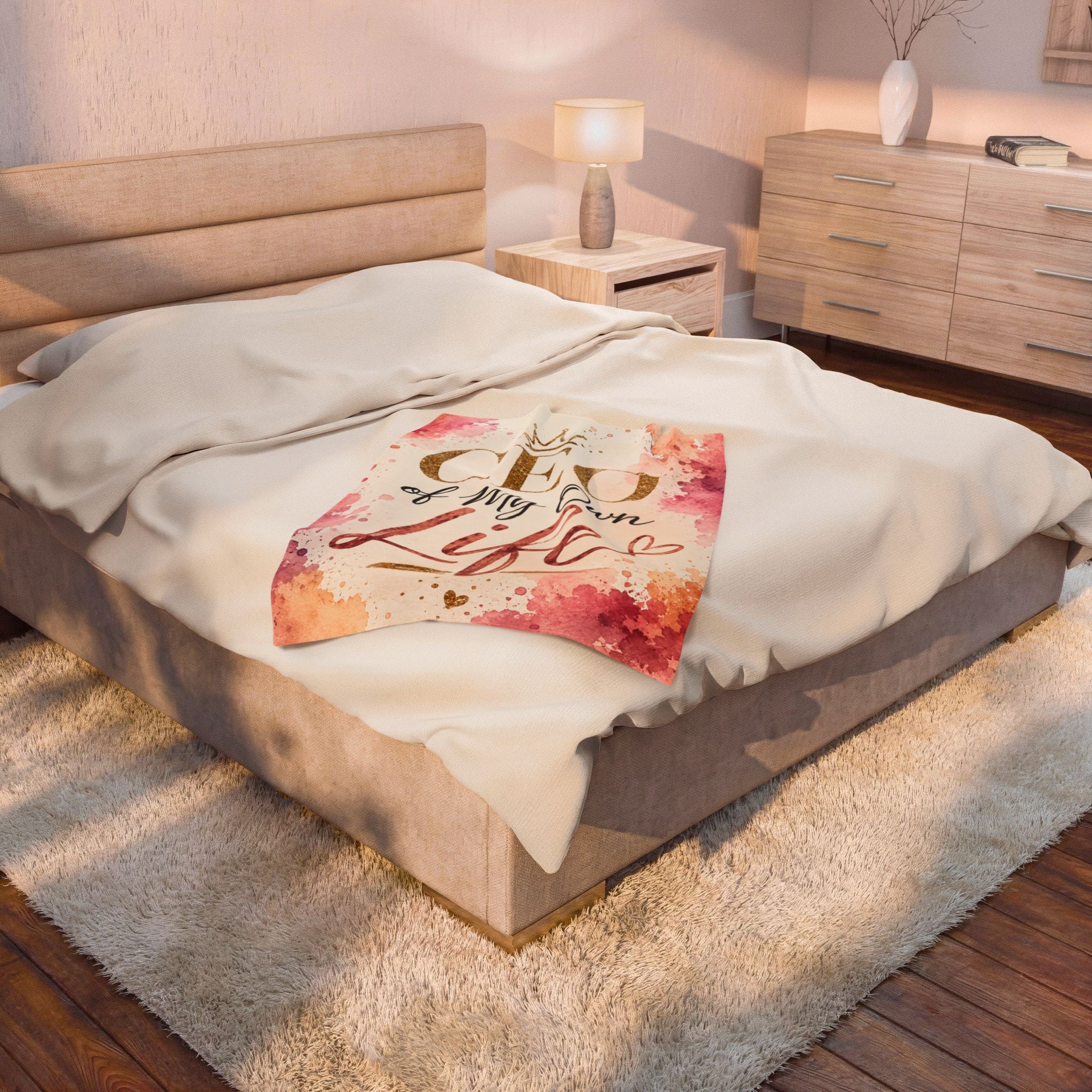 Plush Blanket (Velveteen)— "CEO of My Own Life" Inspirational Throw
