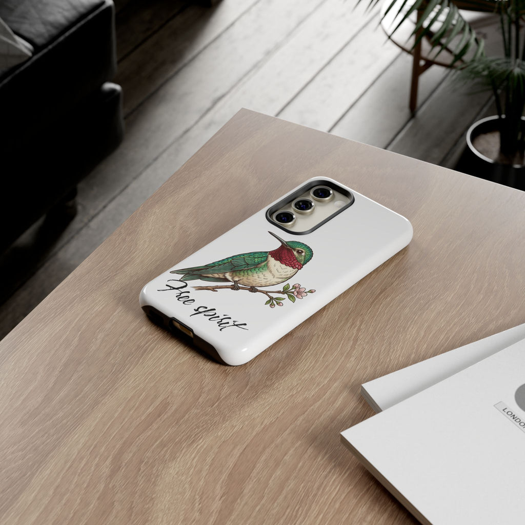 Hummingbird 'Free Spirit' Tough Phone Case — Protective Floral Bird Design