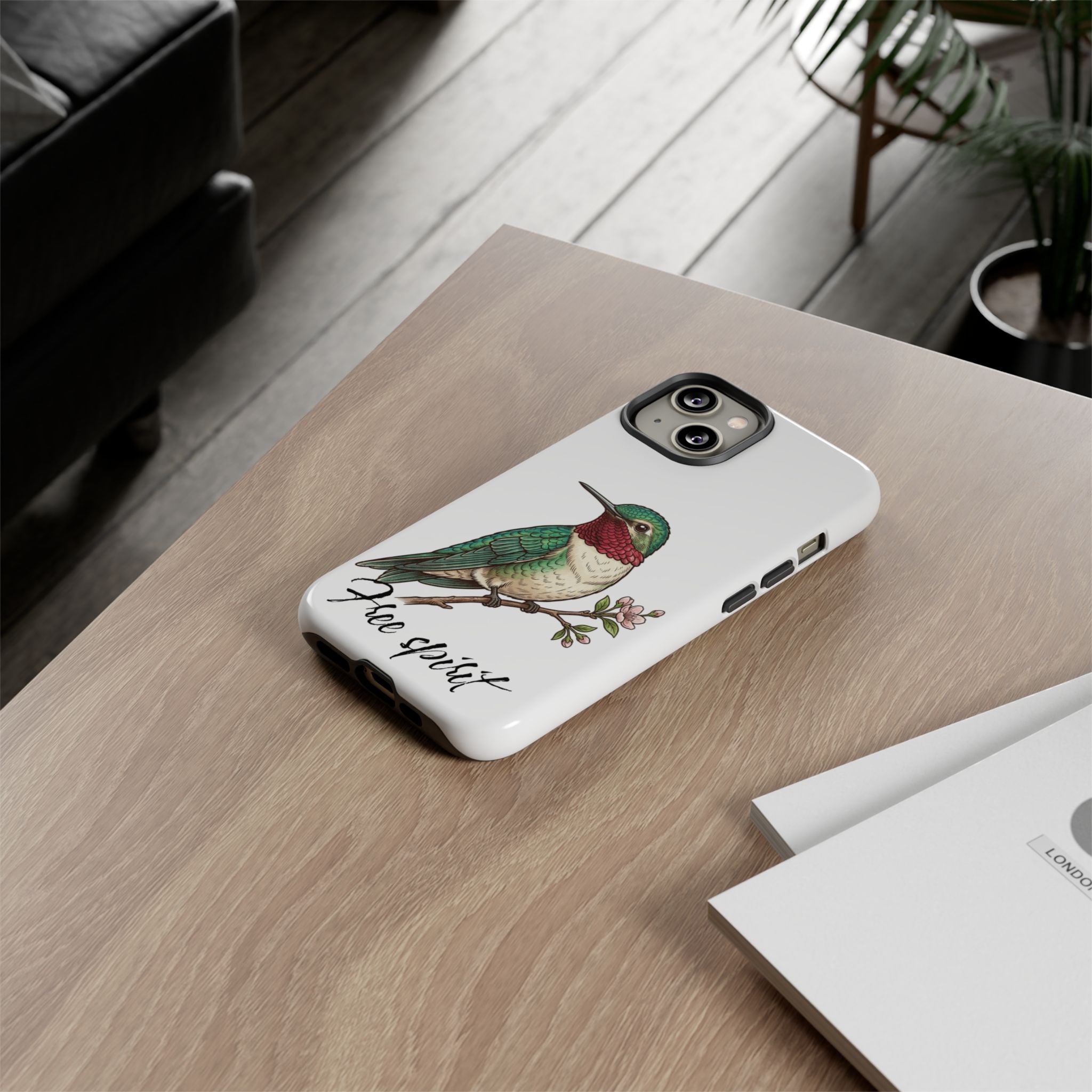 Hummingbird 'Free Spirit' Tough Phone Case — Protective Floral Bird Design