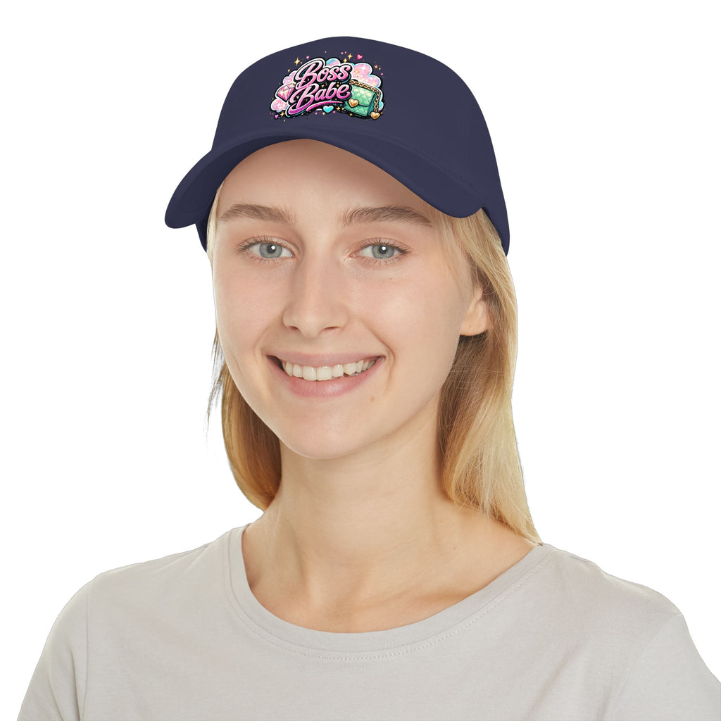Boss Babe Baseball Cap — Cute Pink Glitter Graphic Low Profile Hat