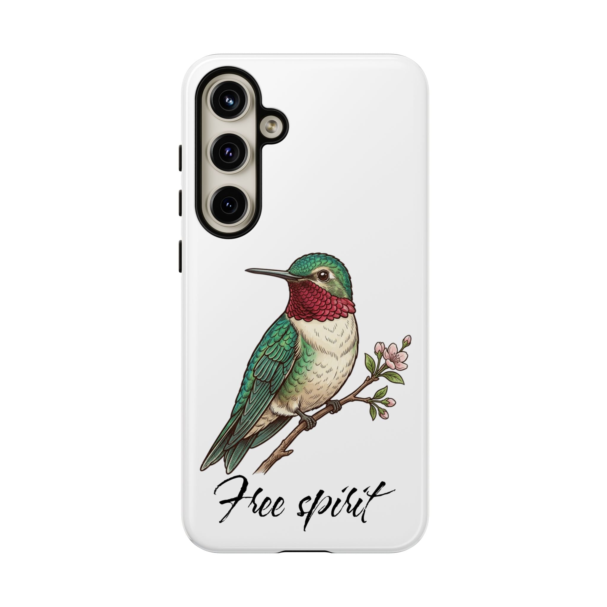 Hummingbird 'Free Spirit' Tough Phone Case — Protective Floral Bird Design