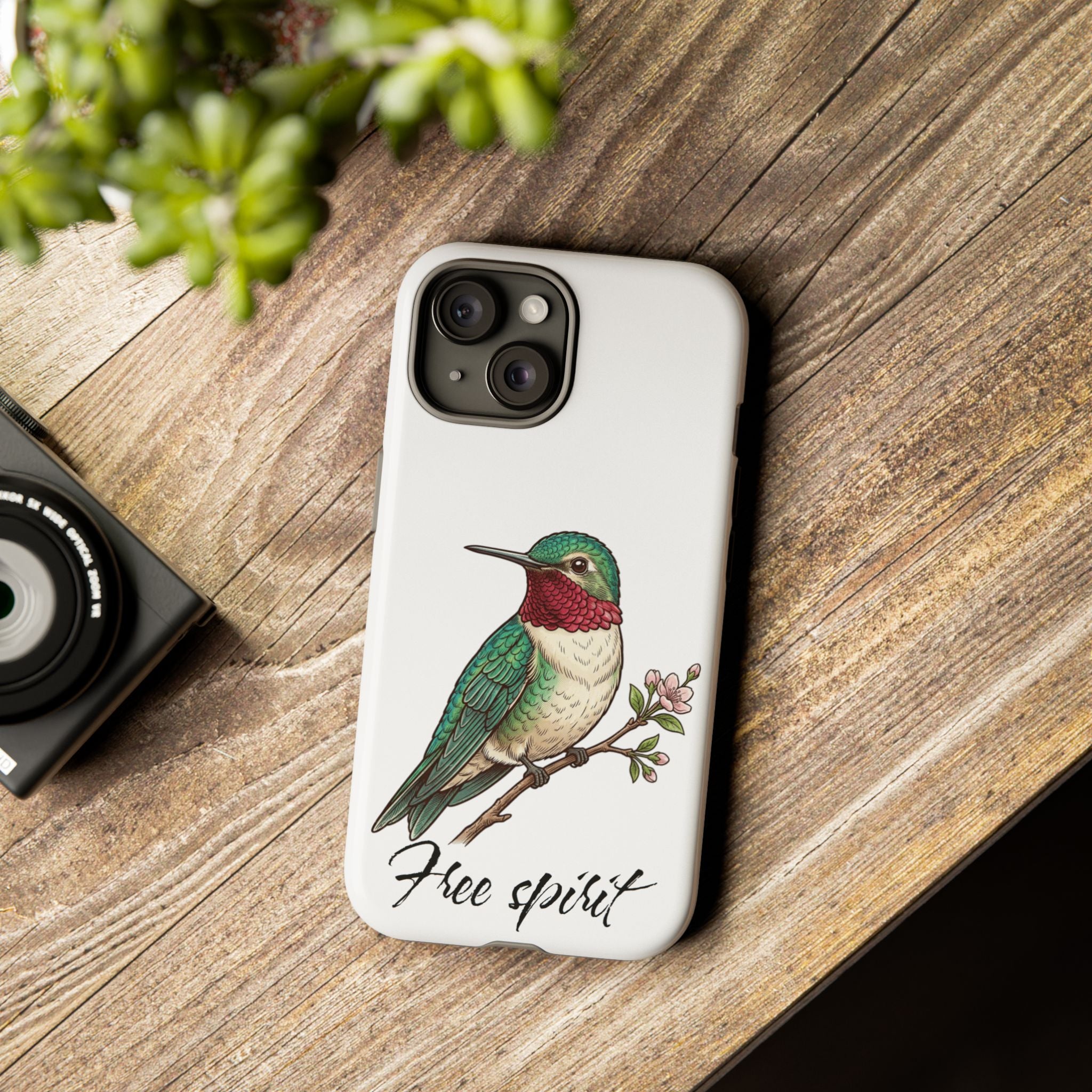 Hummingbird 'Free Spirit' Tough Phone Case — Protective Floral Bird Design