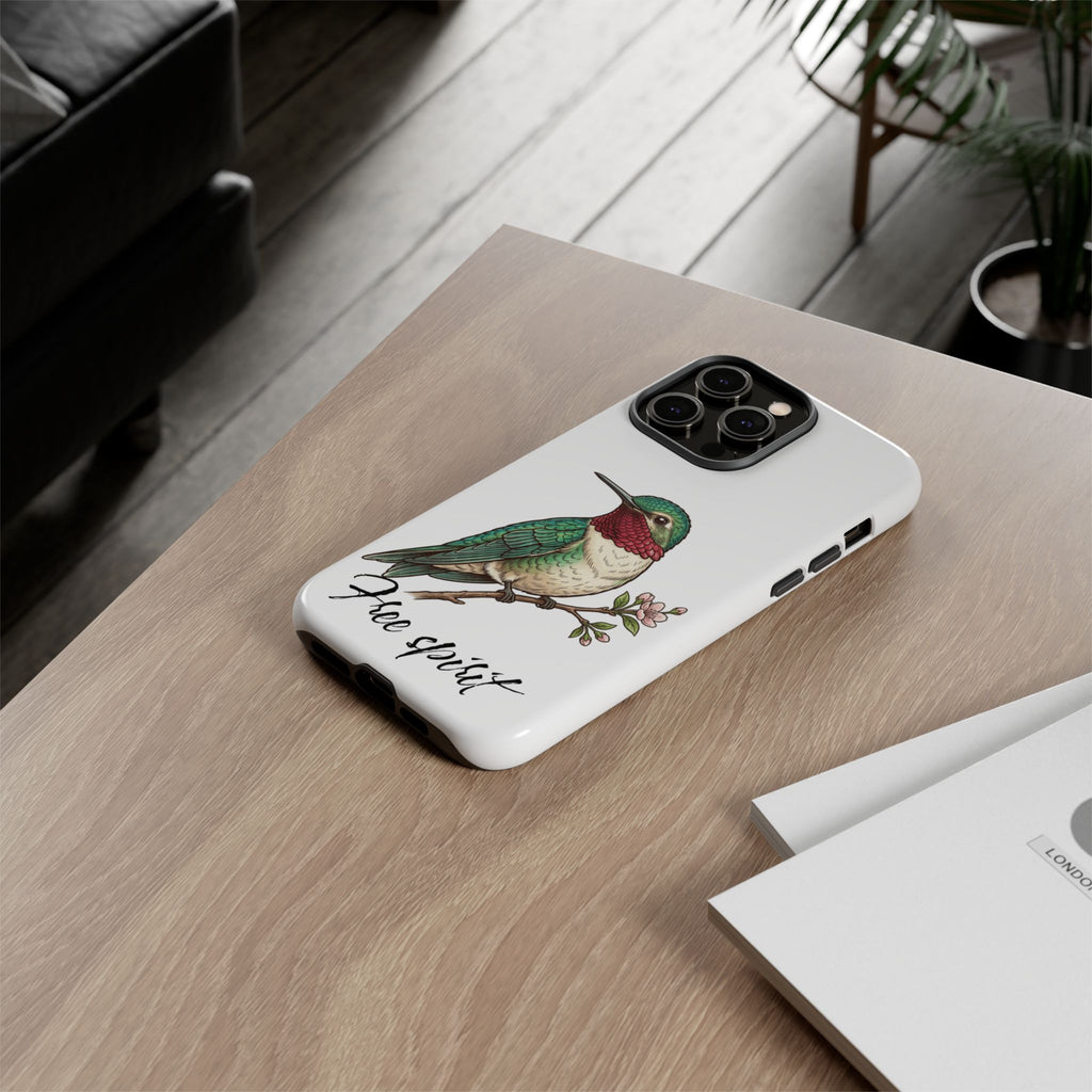 Hummingbird 'Free Spirit' Tough Phone Case — Protective Floral Bird Design