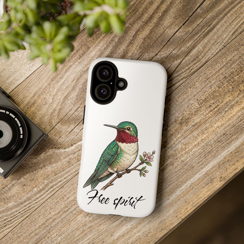 Hummingbird 'Free Spirit' Tough Phone Case — Protective Floral Bird Design