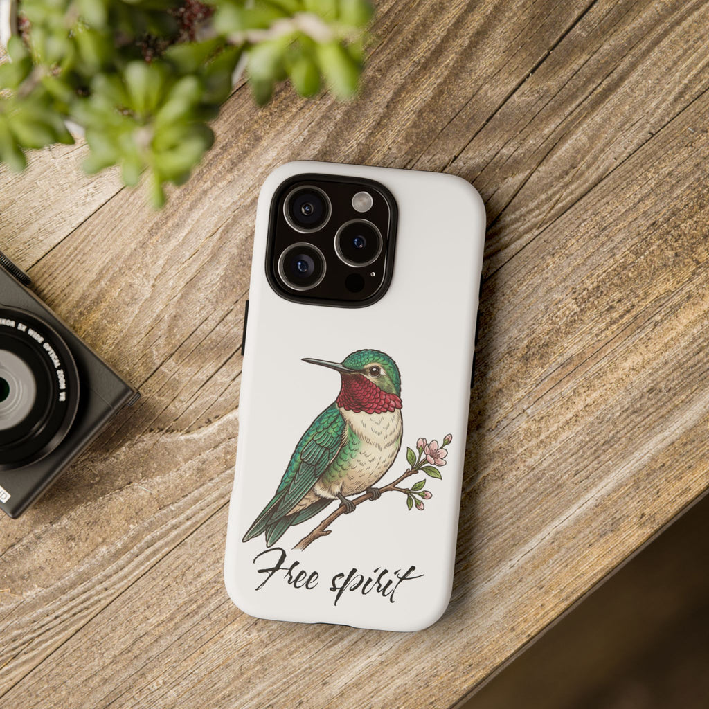 Hummingbird 'Free Spirit' Tough Phone Case — Protective Floral Bird Design