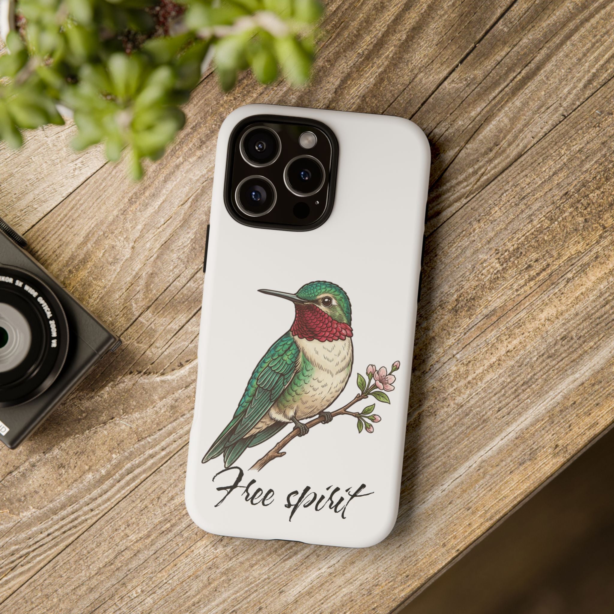 Hummingbird 'Free Spirit' Tough Phone Case — Protective Floral Bird Design