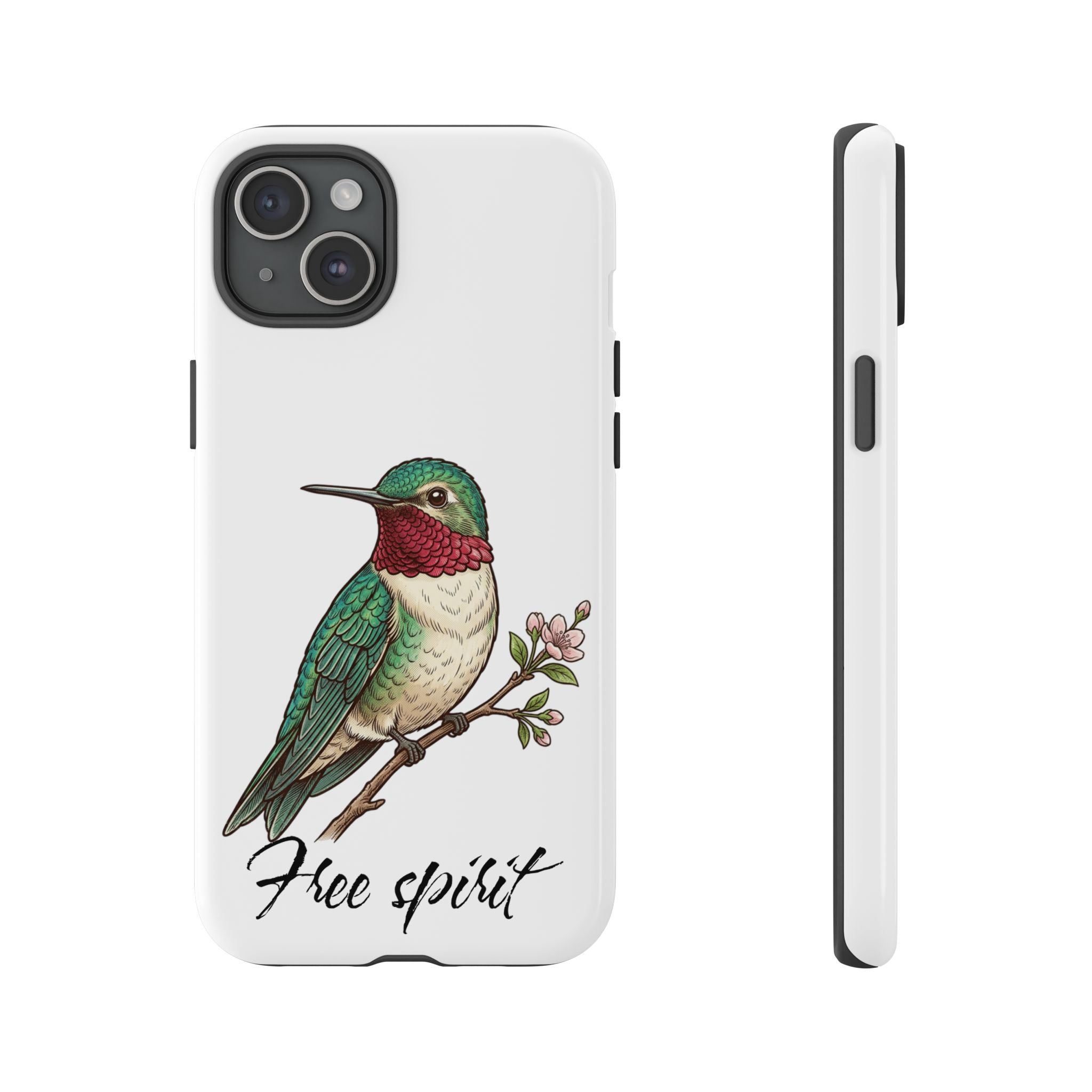 Hummingbird 'Free Spirit' Tough Phone Case — Protective Floral Bird Design