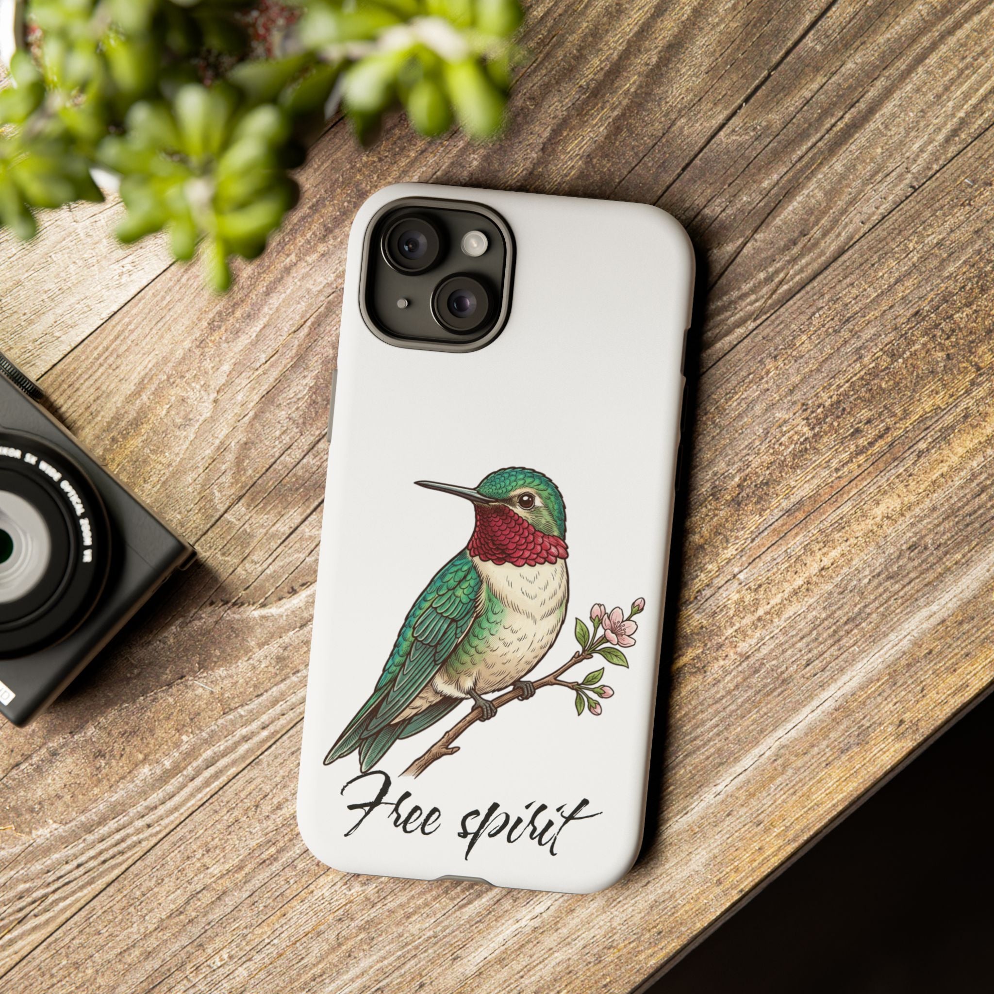 Hummingbird 'Free Spirit' Tough Phone Case — Protective Floral Bird Design