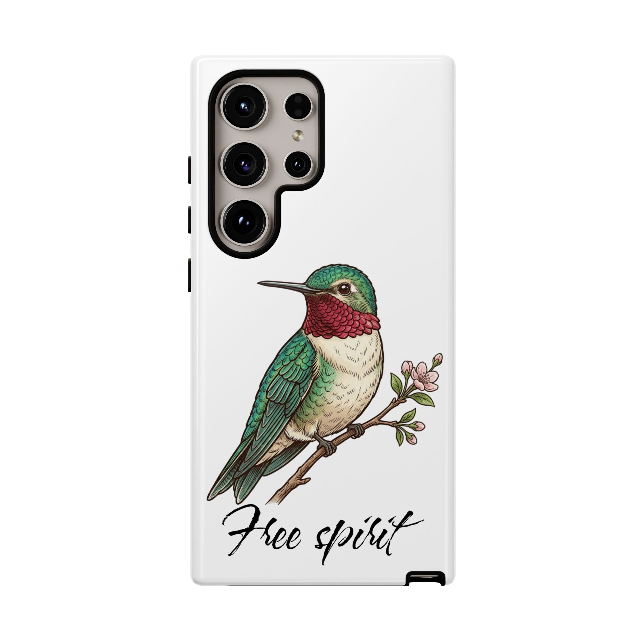 Hummingbird 'Free Spirit' Tough Phone Case — Protective Floral Bird Design