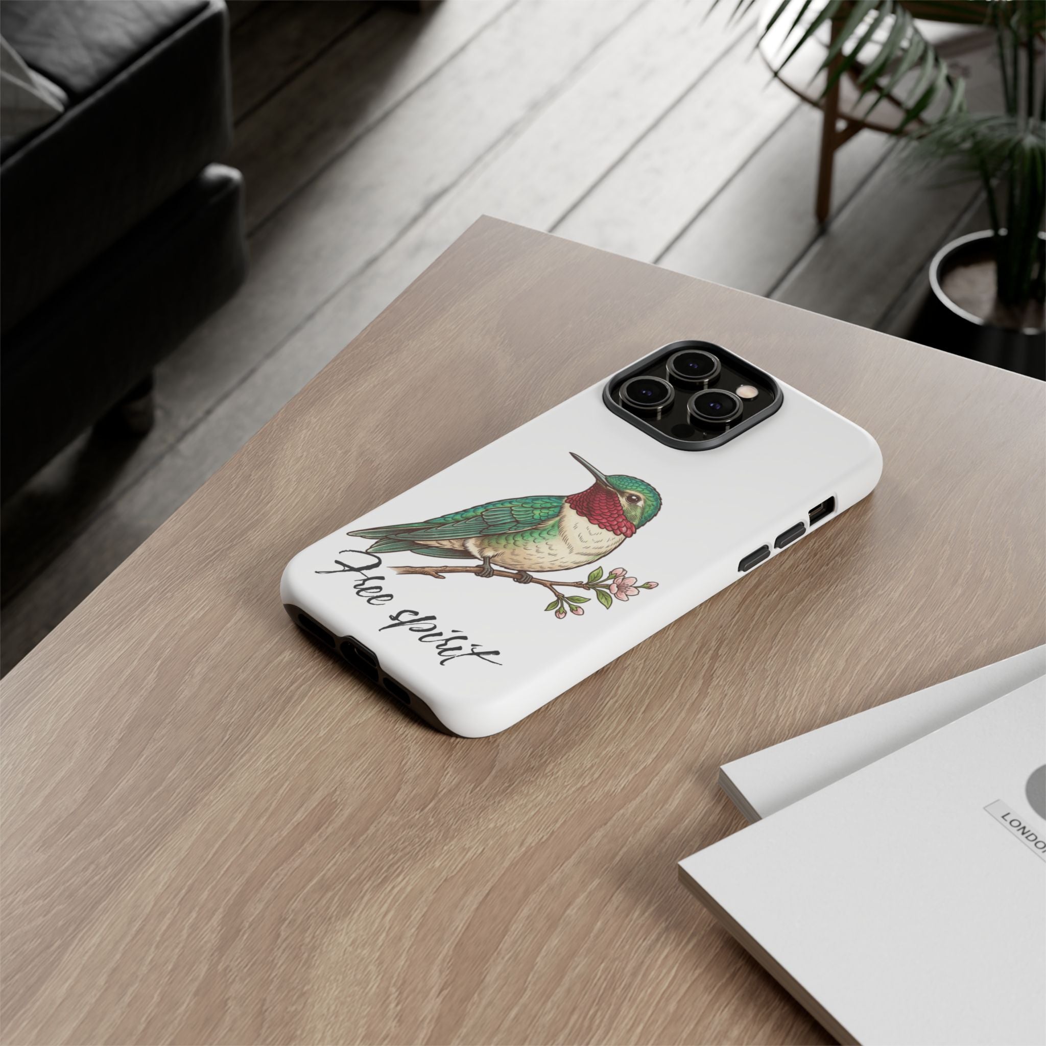 Hummingbird 'Free Spirit' Tough Phone Case — Protective Floral Bird Design