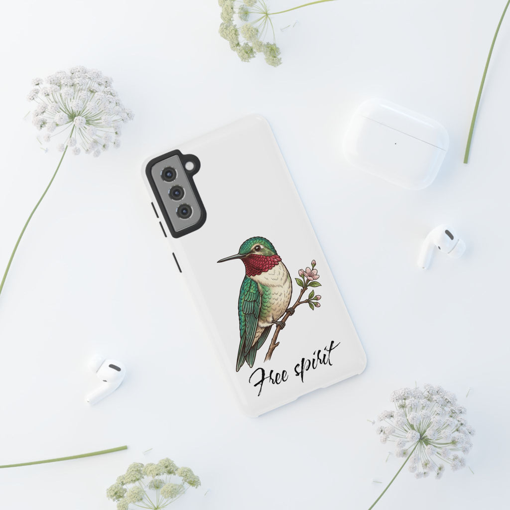 Hummingbird 'Free Spirit' Tough Phone Case — Protective Floral Bird Design