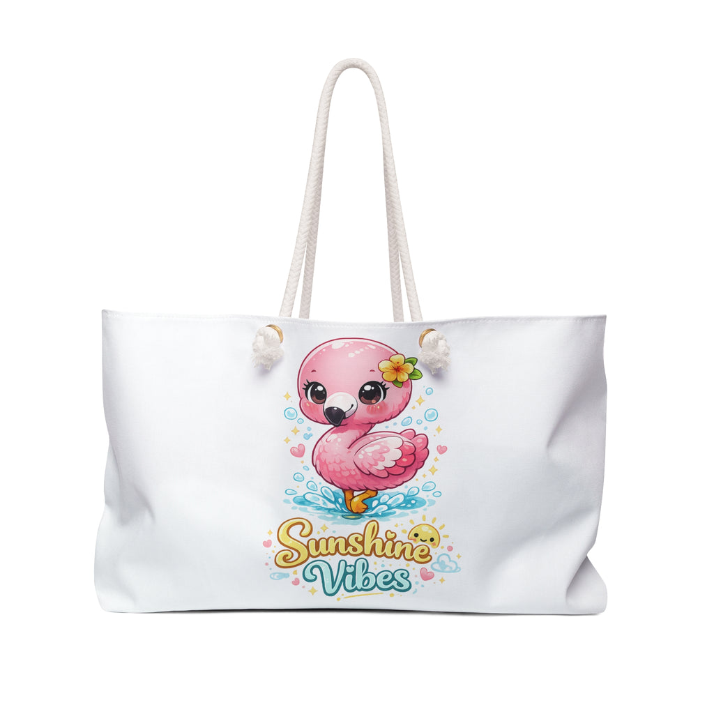 Sunshine Vibes Flamingo Weekender Bag — Cute Pink Flamingo Travel Tote