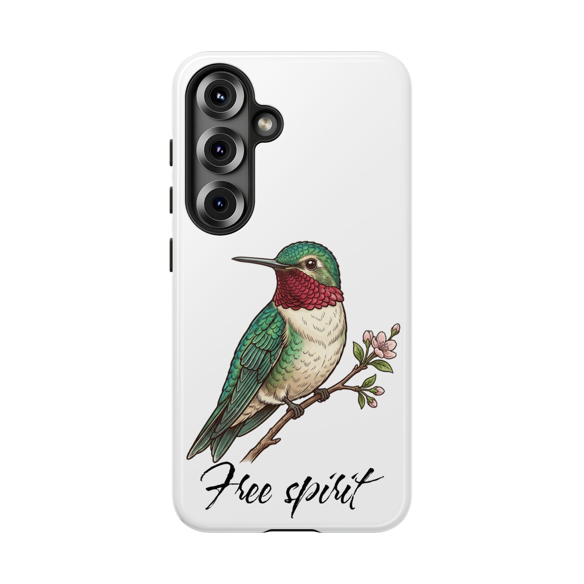Hummingbird 'Free Spirit' Tough Phone Case — Protective Floral Bird Design