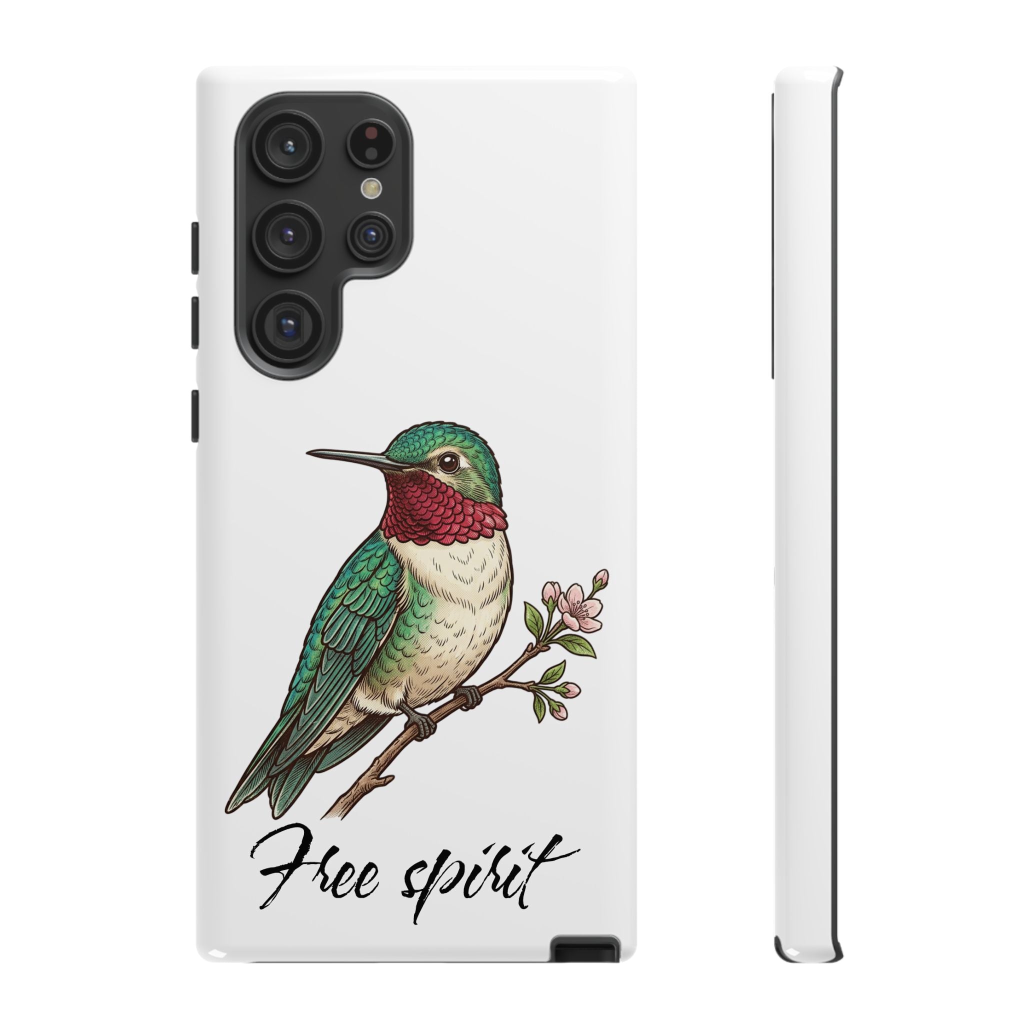 Hummingbird 'Free Spirit' Tough Phone Case — Protective Floral Bird Design