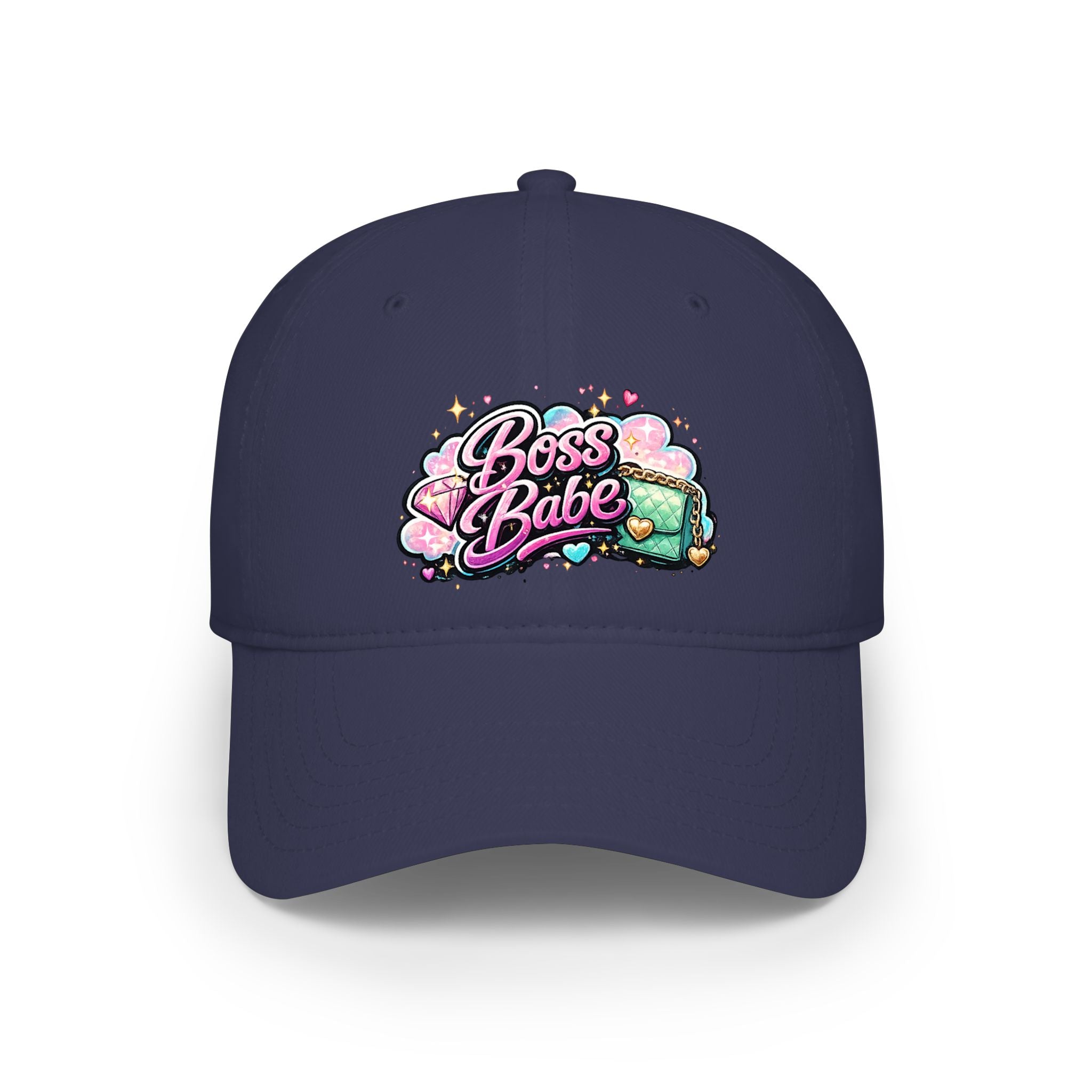 Boss Babe Baseball Cap — Cute Pink Glitter Graphic Low Profile Hat
