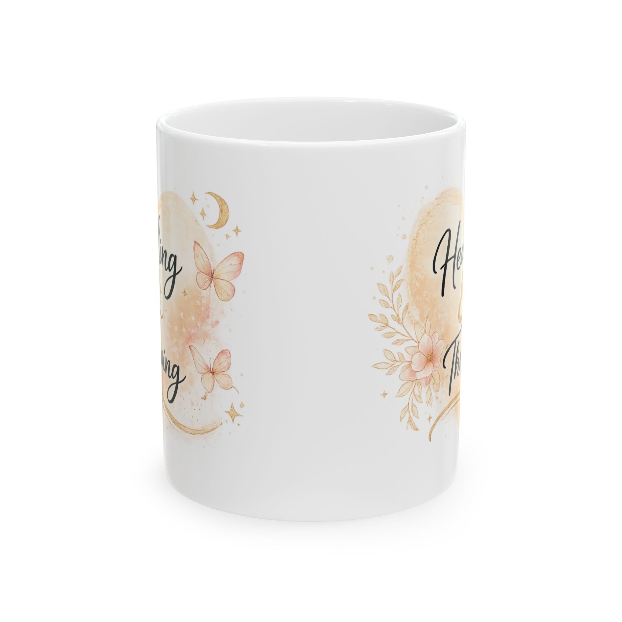 Healing Mama Ceramic Mug — Floral Butterfly 'Healing is a Process' Coffee Cup (11oz, 15oz)