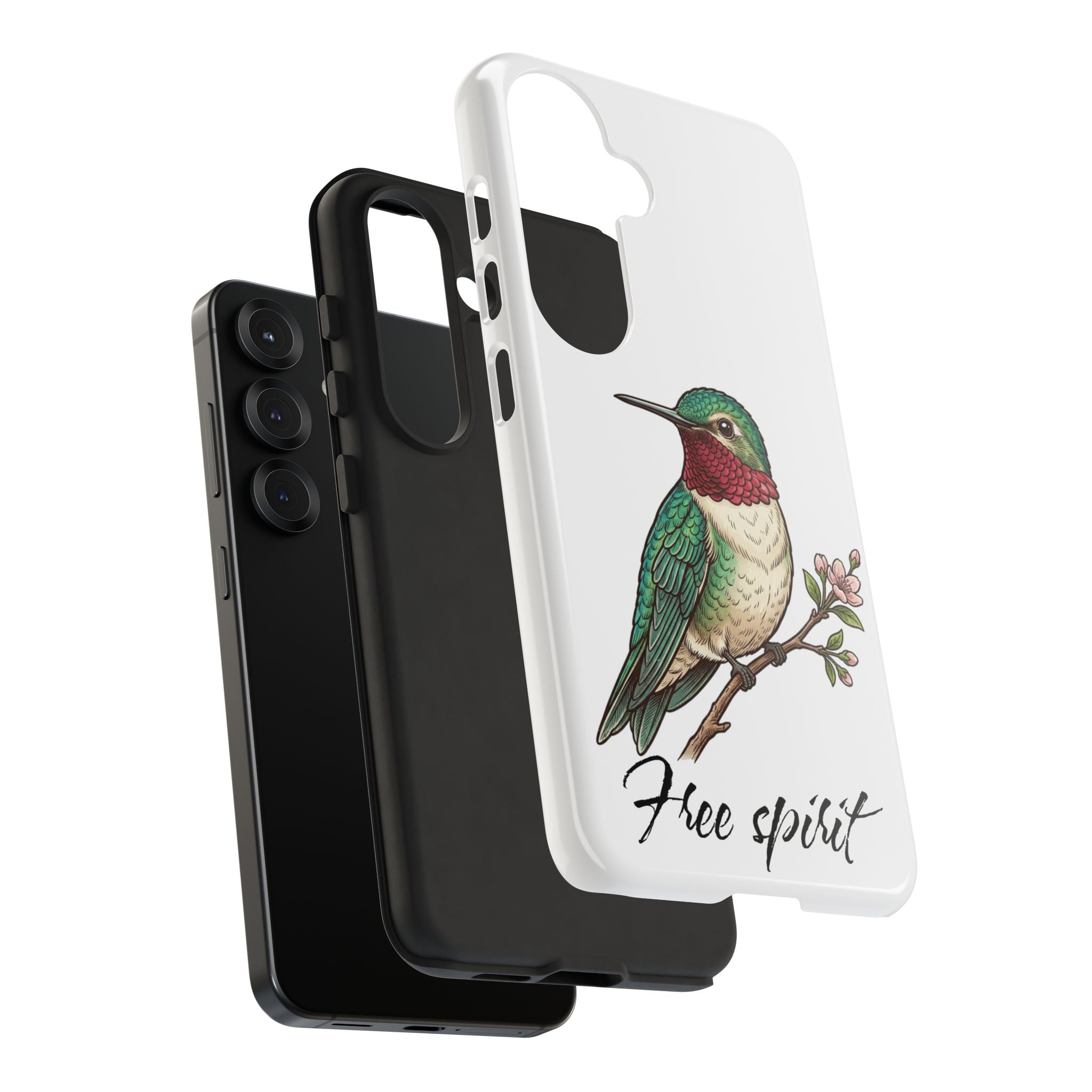 Hummingbird 'Free Spirit' Tough Phone Case — Protective Floral Bird Design