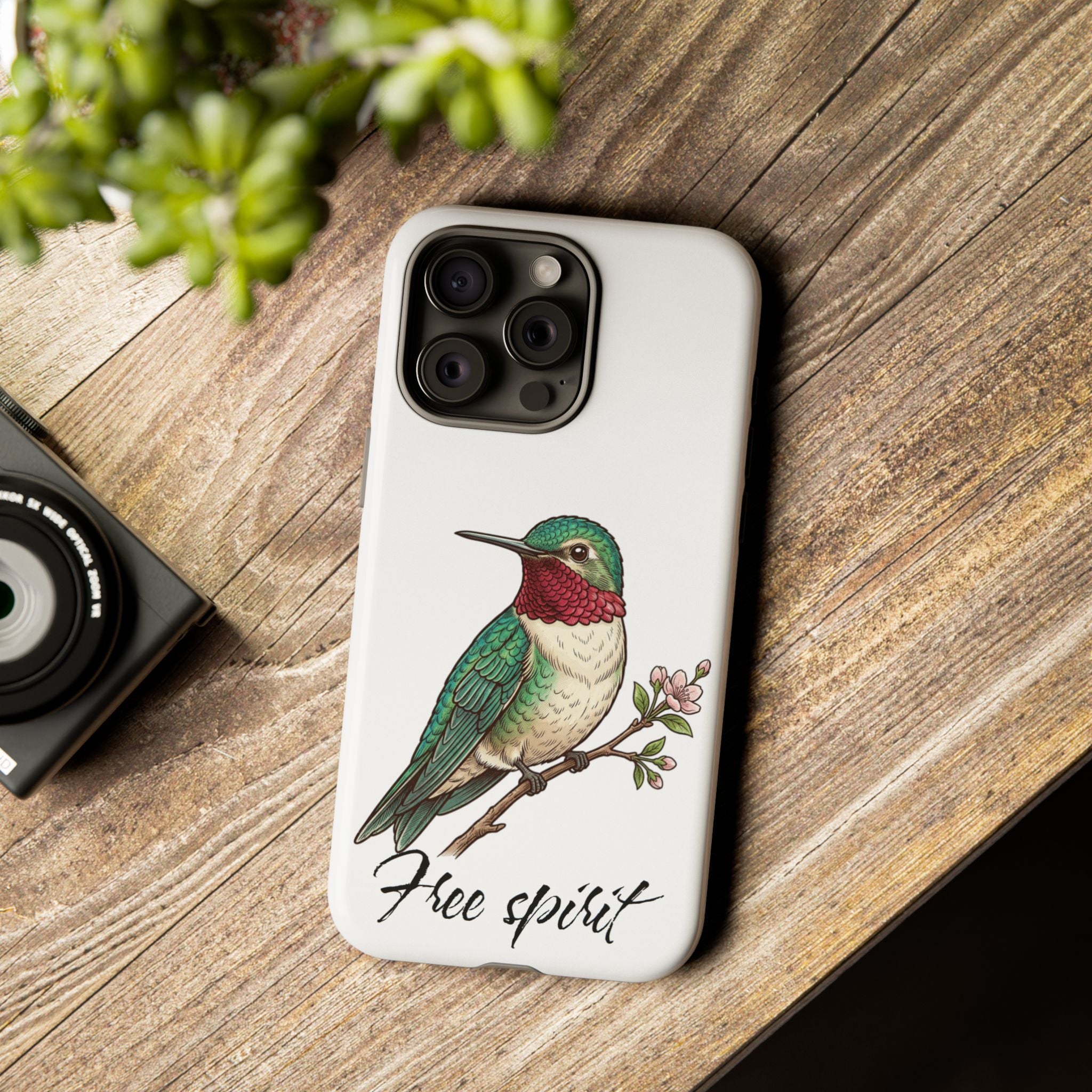 Hummingbird 'Free Spirit' Tough Phone Case — Protective Floral Bird Design