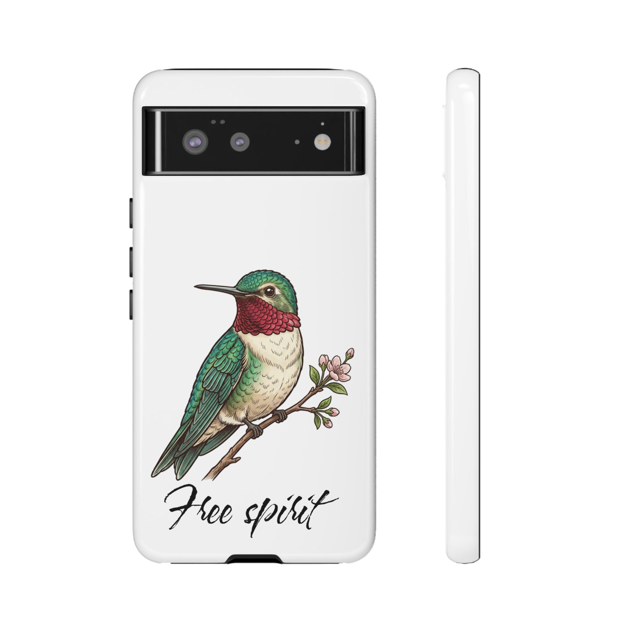 Hummingbird 'Free Spirit' Tough Phone Case — Protective Floral Bird Design