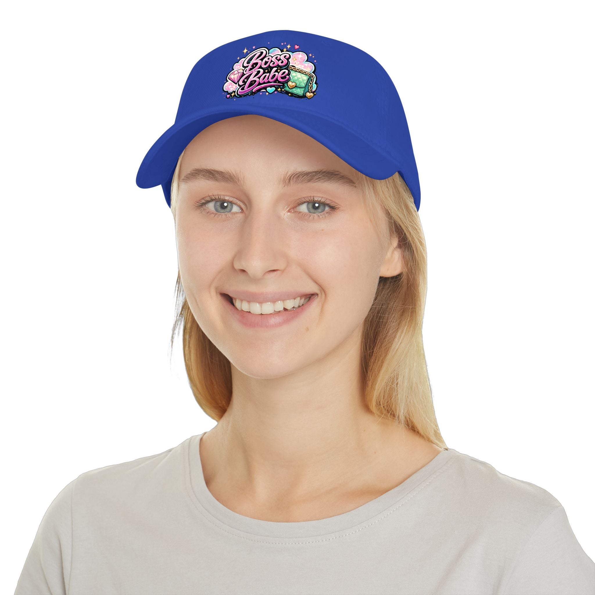 Boss Babe Baseball Cap — Cute Pink Glitter Graphic Low Profile Hat