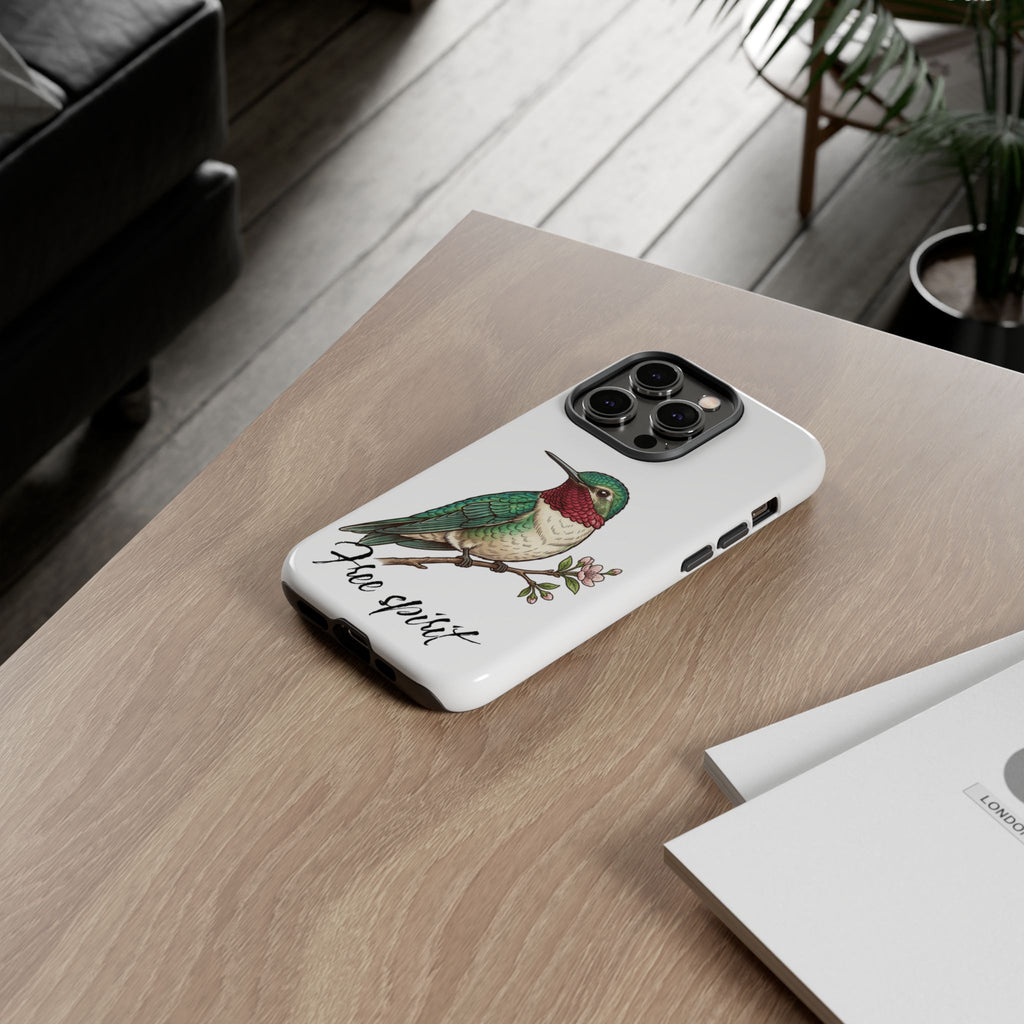 Hummingbird 'Free Spirit' Tough Phone Case — Protective Floral Bird Design